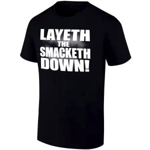 Product detail image of The Rock Wrestling Tee | Layeth the Smacketh Down for WWE wrestling fans, collectors, and live-event wear.