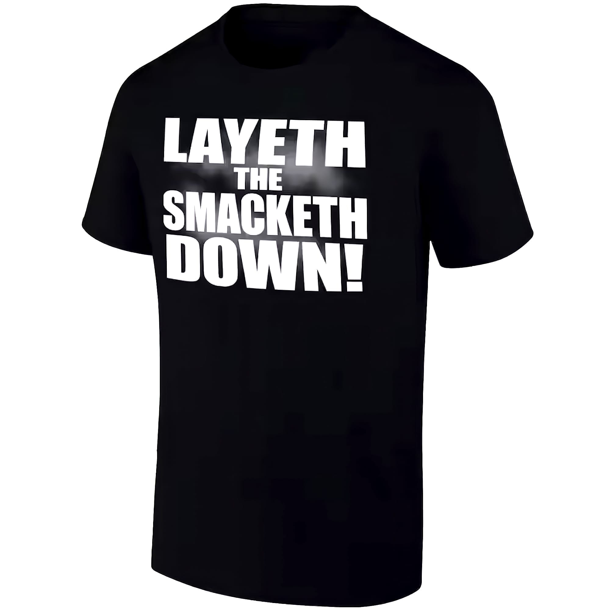 Product detail image of The Rock Wrestling Tee | Layeth the Smacketh Down for WWE wrestling fans, collectors, and live-event wear.