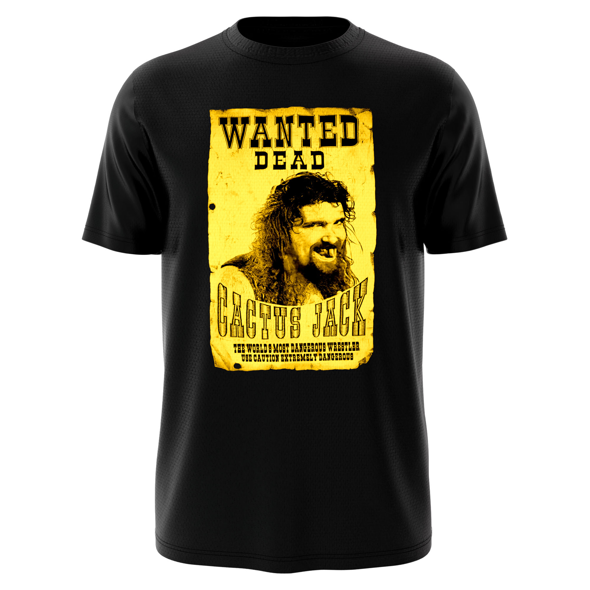 Cactus Jack Wanted Pro Wrestling Tee wrestling tee inspired by hardcore wrestling and the WWF Attitude Era from WrestlingTees.net