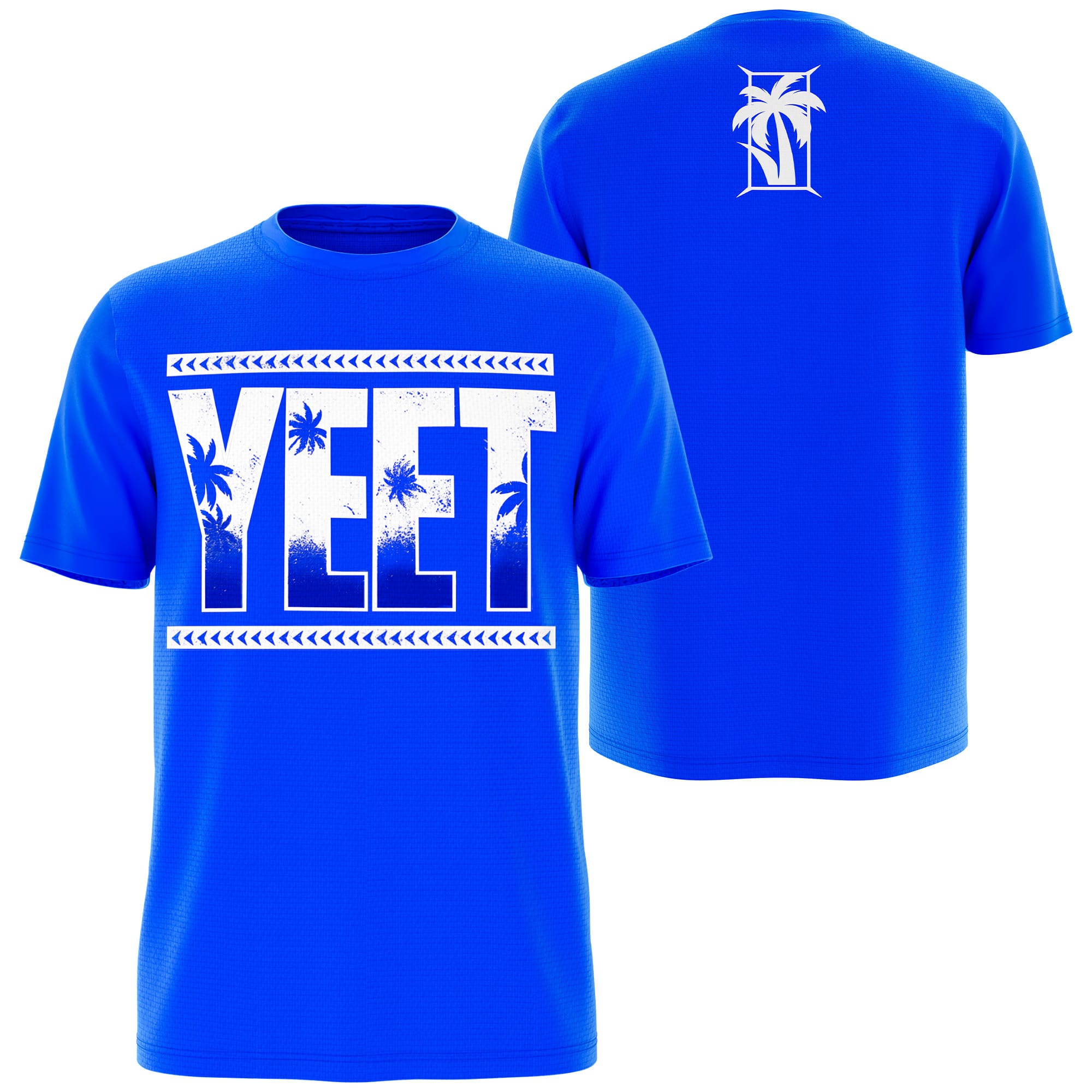 Jey Uso Wrestling Tee | Blue YEET for WWE wrestling fans, collectors, and live-event wear. shown in an additional product photo.