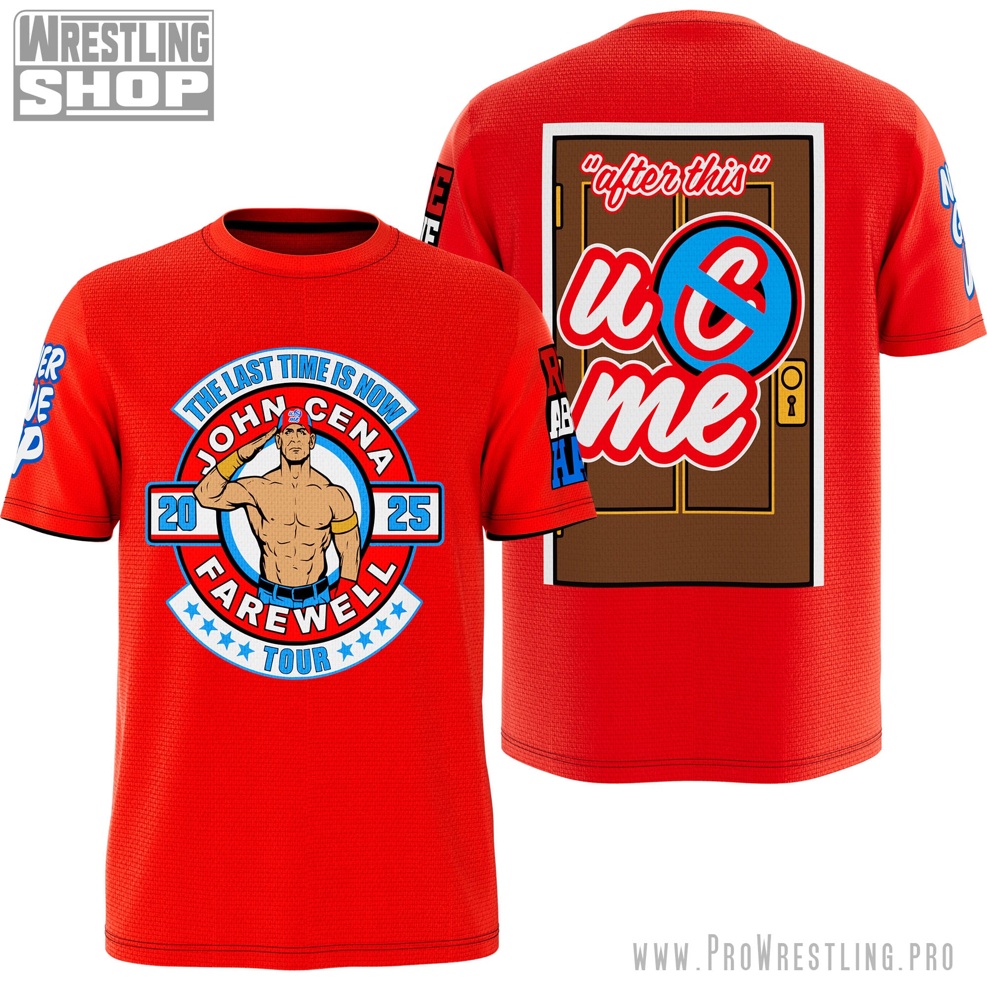 John Cena Farewell Shirt | Red WWE Tee wrestling tee inspired by Ruthless Aggression to modern WWE farewell era from WrestlingTees.net