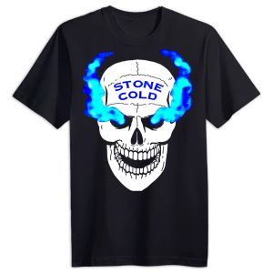 Stone Cold Steve Austin Flaming Skull “What?” Shirt – Black WWE Attitude Era Tee