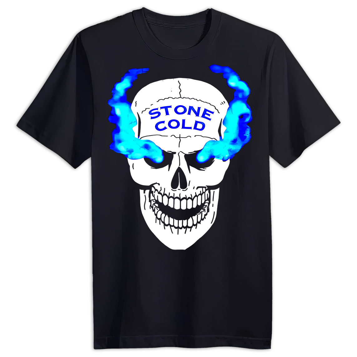 Stone Cold Steve Austin Flaming Skull “What?” Shirt – Black WWE Attitude Era Tee