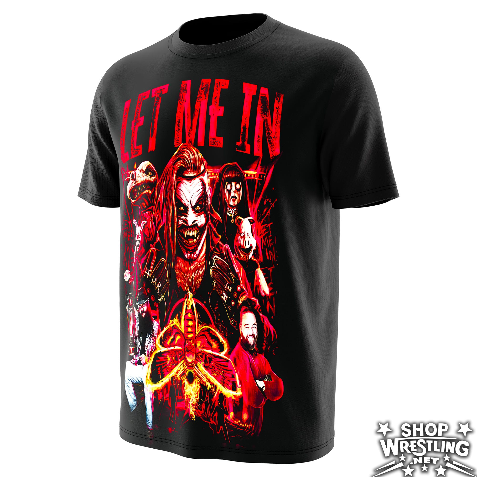 Product detail image of the Bray Wyatt Wrestling Tee featuring Bray Wyatt, Let Me In, and Fiend-era storytelling for WWE wrestling fans, collectors, and live-event wear.