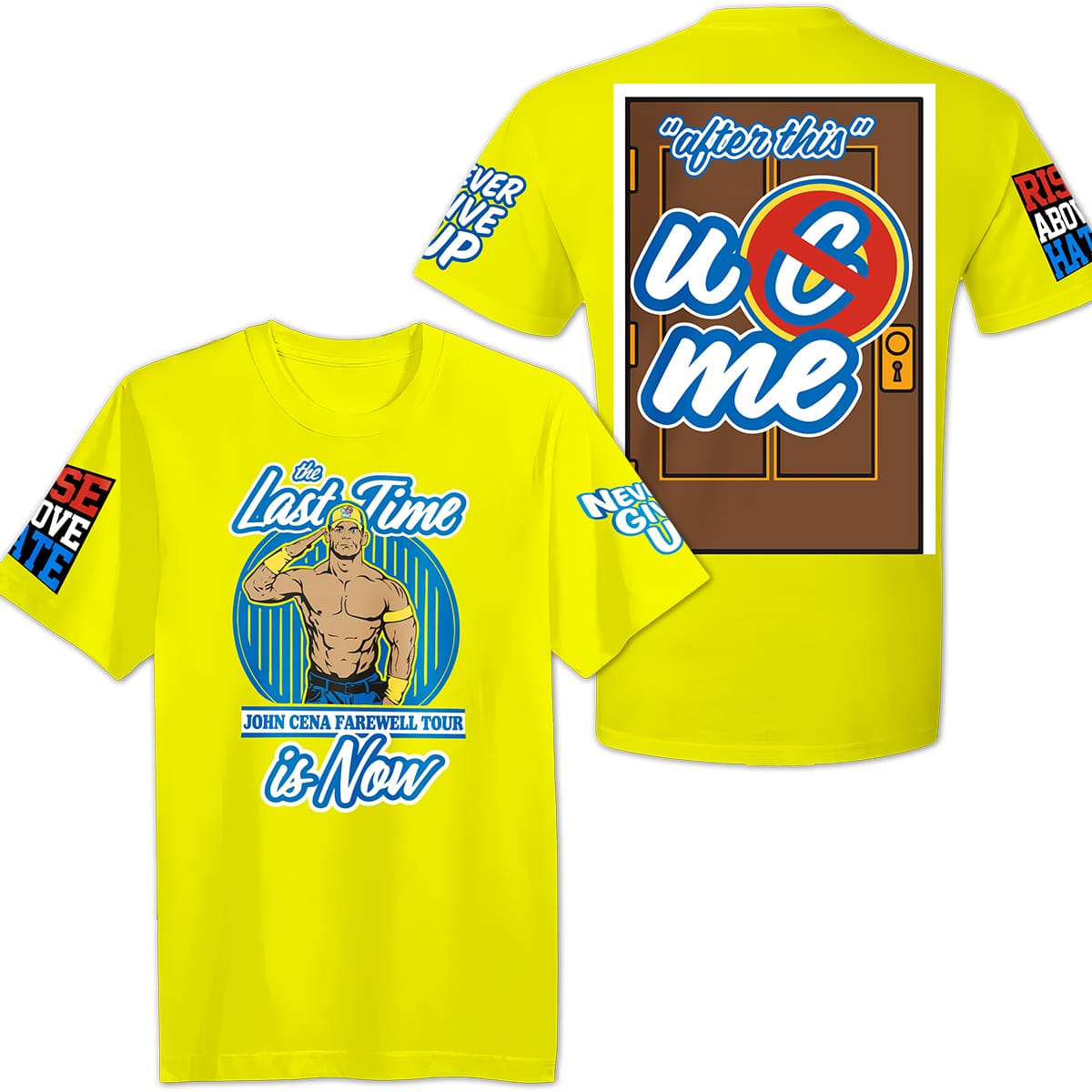 Product detail image of John Cena Wrestling Tee | Yellow Farewell Tour for WWE wrestling fans, collectors, and live-event wear.