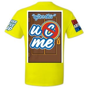 Back view of John Cena Wrestling Tee | Yellow Farewell Tour for WWE wrestling fans, collectors, and live-event wear.
