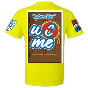 Back view of John Cena Wrestling Tee | Yellow Farewell Tour.