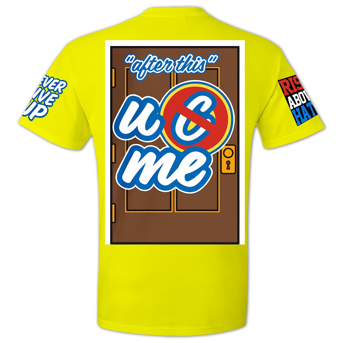 Back view of John Cena Wrestling Tee | Yellow Farewell Tour for WWE wrestling fans, collectors, and live-event wear.