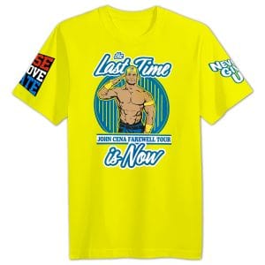 Front view of John Cena Wrestling Tee | Yellow Farewell Tour for WWE wrestling fans, collectors, and live-event wear.