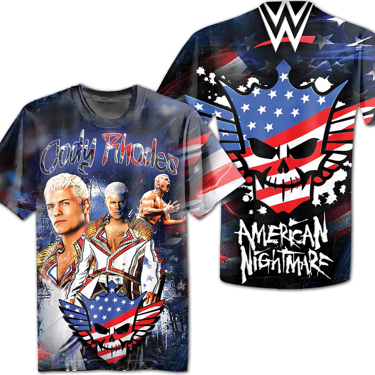 Cody Rhodes "American Nightmare" Wrestling Tee wrestling tee inspired by modern WWE main-event era from WrestlingTees.net