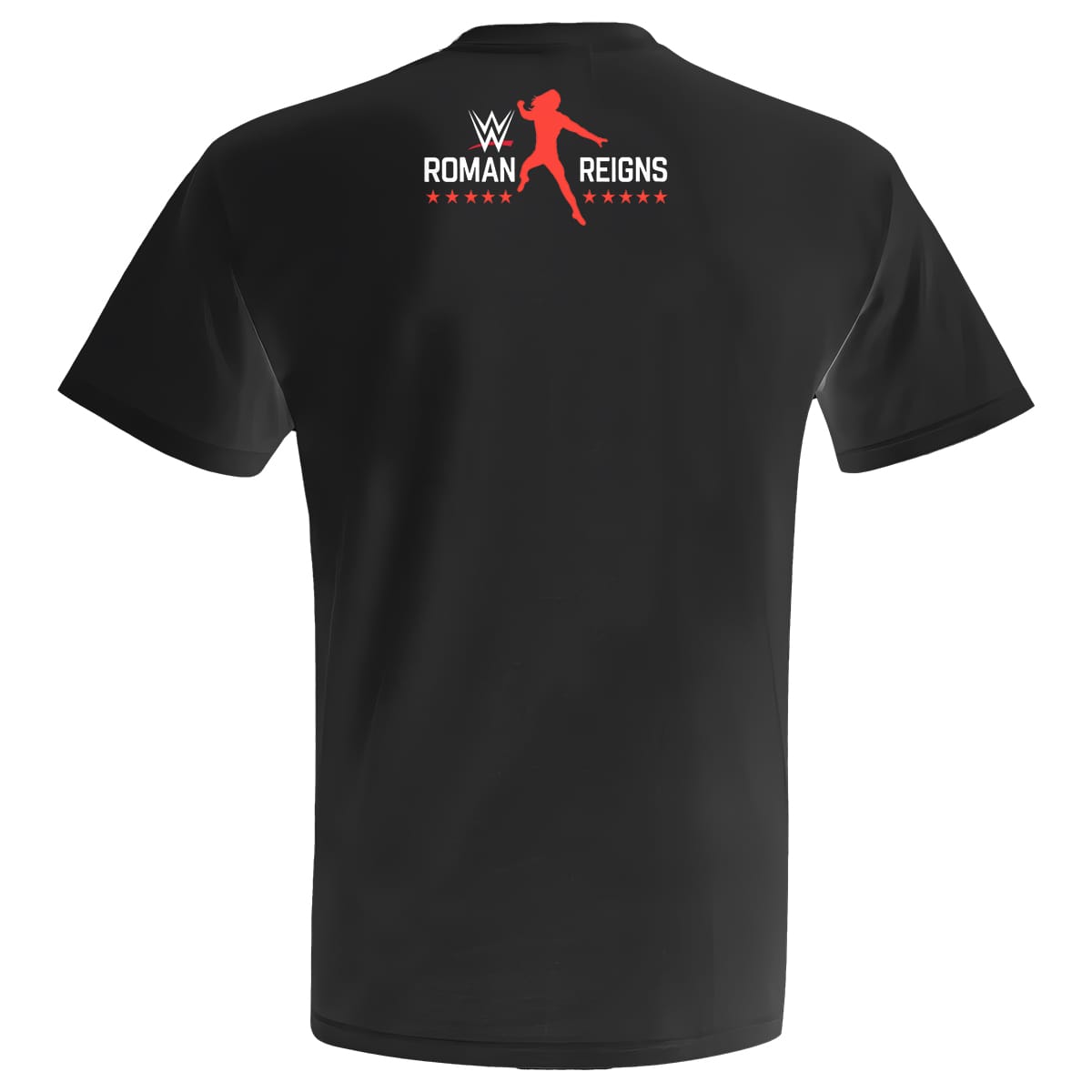 Back of OTC 1 Roman Reigns tee with minimal OTC branding and tribal motifs in red and white on black.