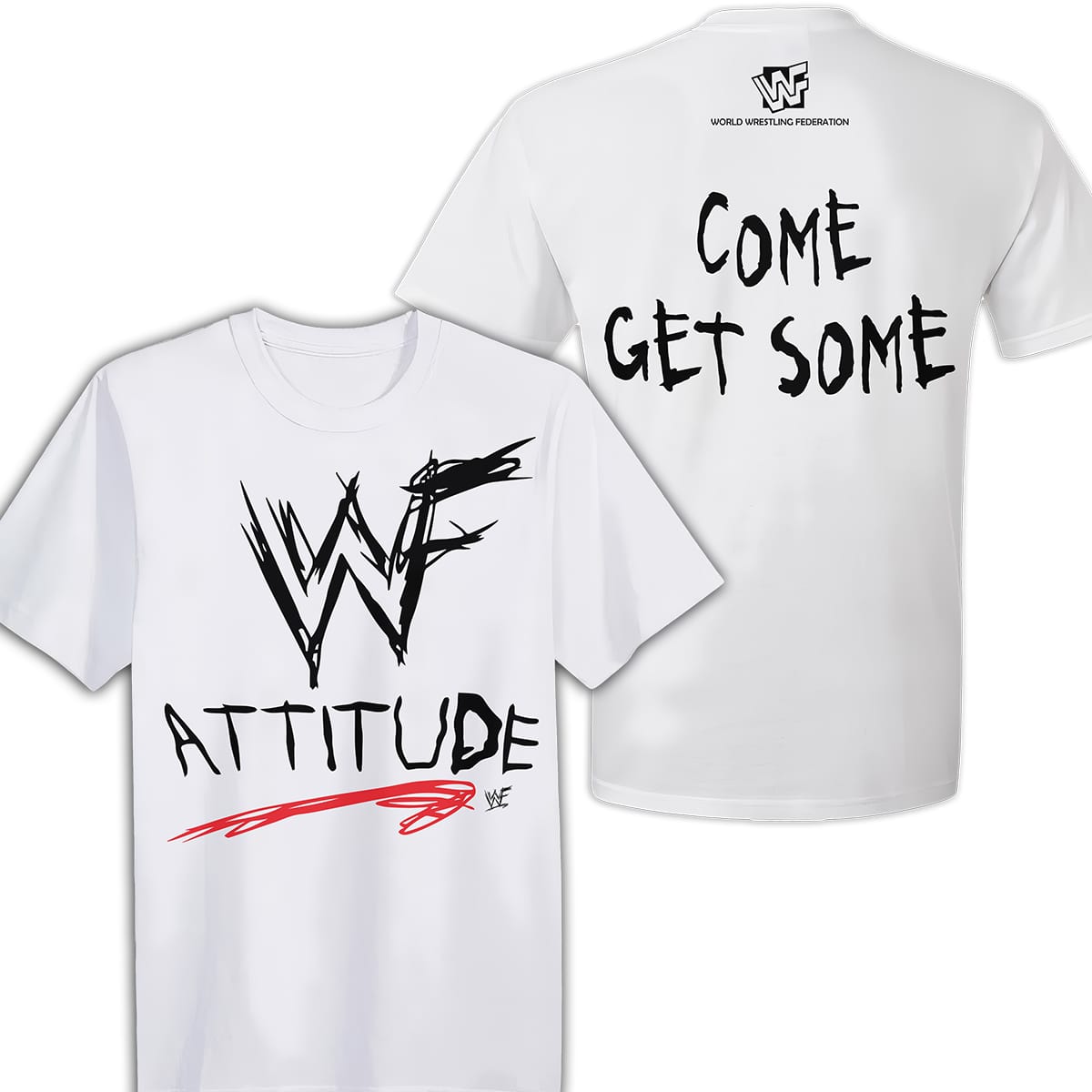 Product detail image of WWF Attitude Era Wrestling Tee | White for pro wrestling fans, collectors, and live-event wear.