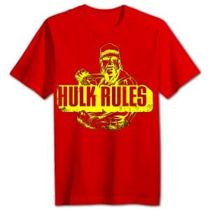 Hulk Rules Red WWF Wrestling T-Shirt – Hulk Hogan 80s Retro DesignHulk Rules Red WWF Wrestling T-Shirt – Hulk Hogan 80s Retro Design