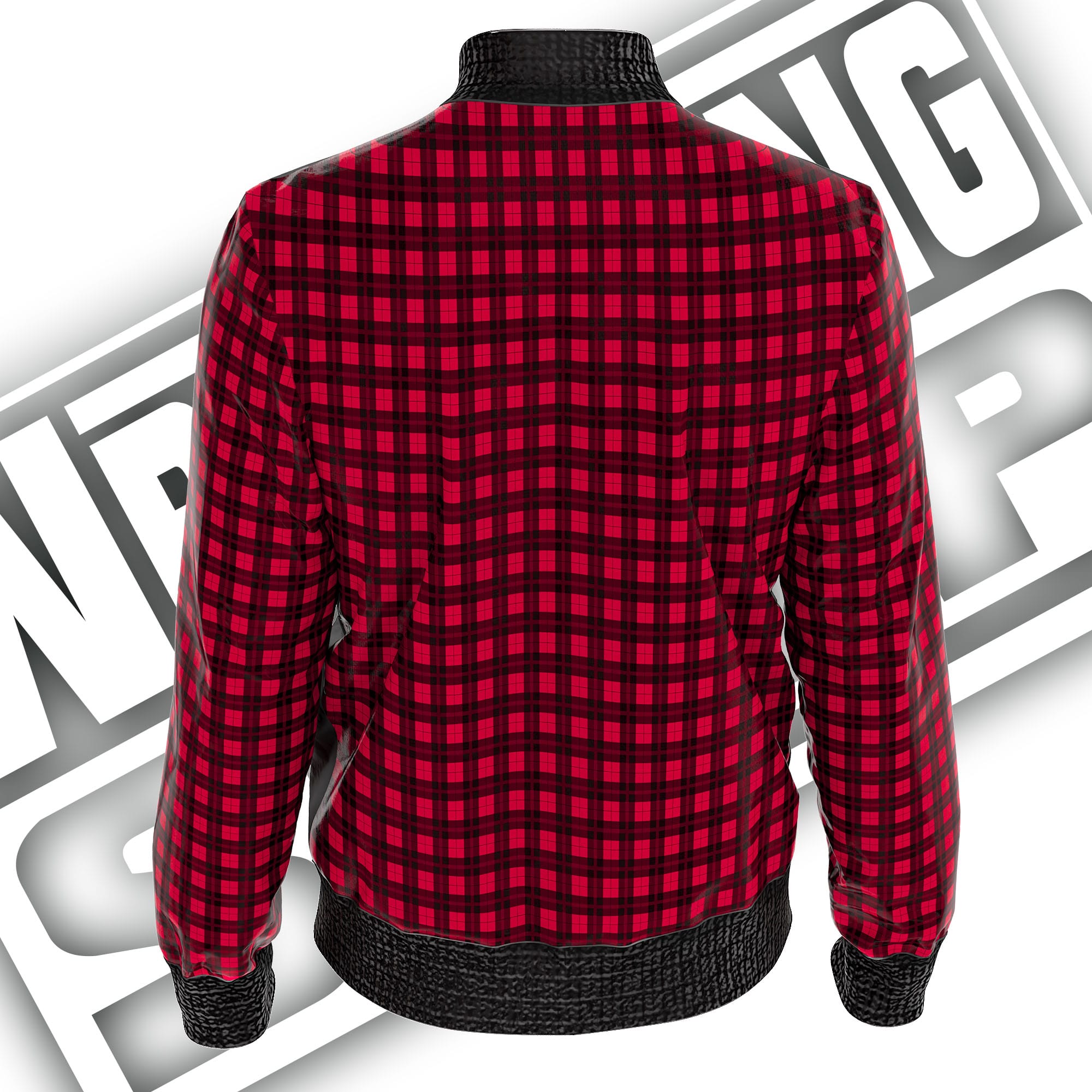 Back of Cactus Jack wanted poster wrestling jacket with plaid sleeves