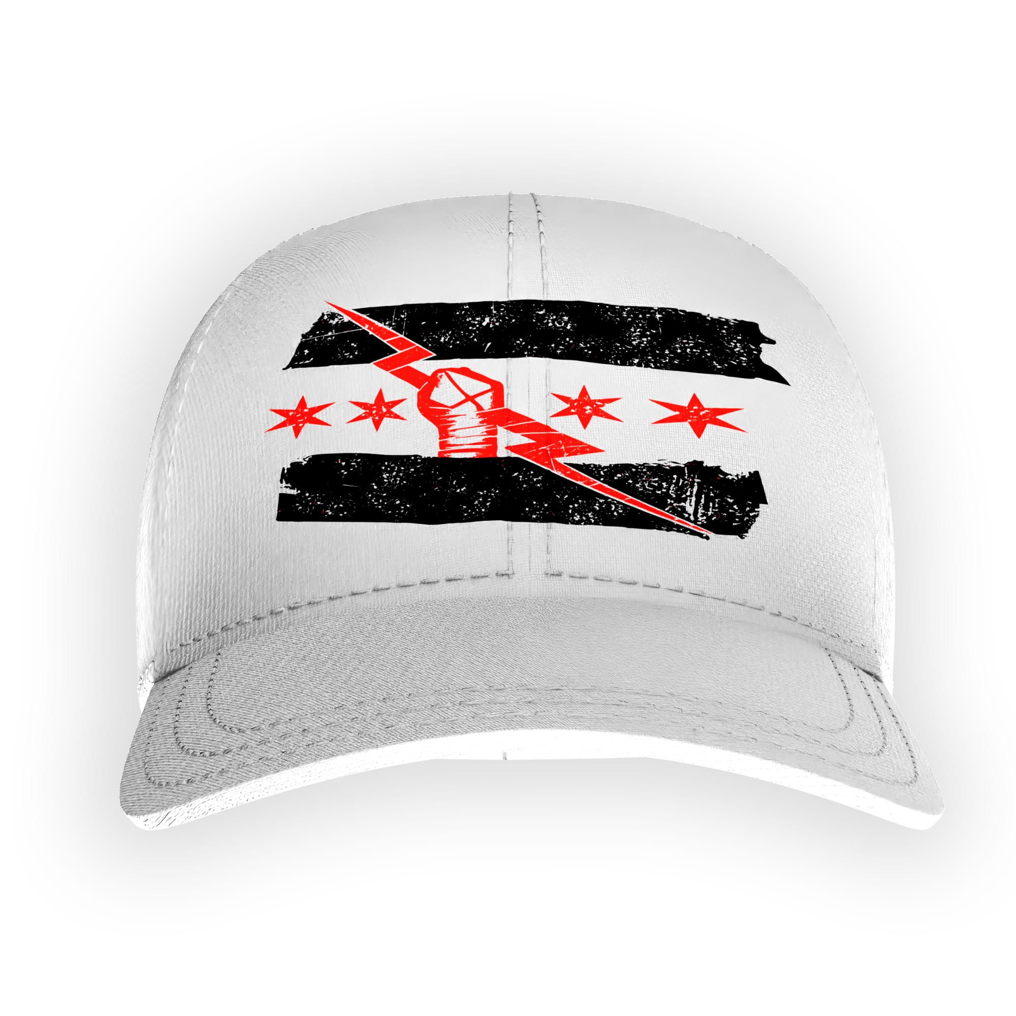 CM Punk Wrestling Hat | White Trucker for WWE wrestling fans, collectors, and live-event wear. shown in an additional product photo.