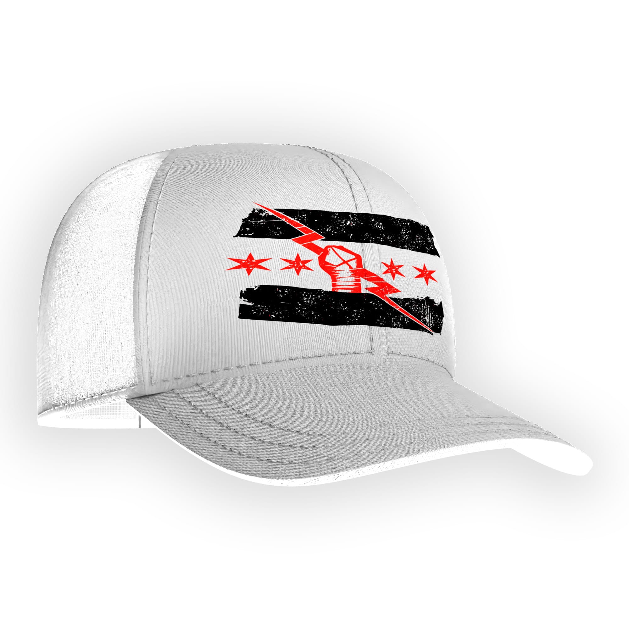 Alternate product view of CM Punk Wrestling Hat | White Trucker for WWE wrestling fans, collectors, and live-event wear.