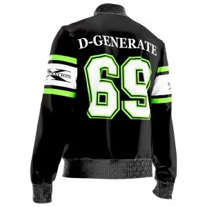 Alternate product view of the D-Generation X Wrestling Jacket inspired by Triple H, Shawn Michaels, Chyna, X-Pac, the New Age Outlaws, and Attitude Era style.