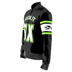 Product detail image of the D-Generation X Wrestling Jacket inspired by Triple H, Shawn Michaels, Chyna, X-Pac, the New Age Outlaws, and Attitude Era style.