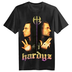 Hardyz forever. Own the iconic Hardy Boyz Vintage WWF Attitude Era shirt — featuring dual portraits, 100% black cotton comfort, and authentic tag team style. Available exclusively at Shop Wrestling Network.
