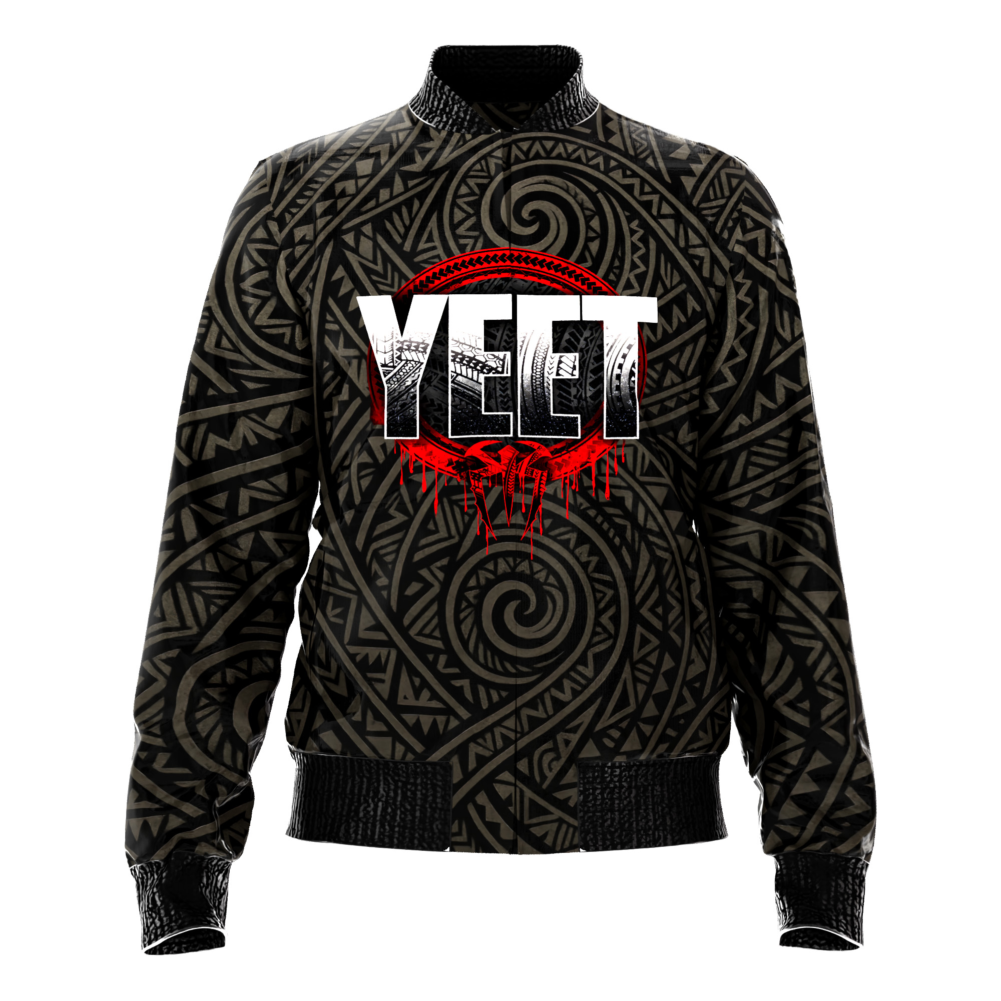 Shop the official-style Jey Uso YEET bomber jacket featuring Samoan tattoo artwork, zip-front bomber fit, and unisex sizing. A must-have for WWE and Bloodline fans.