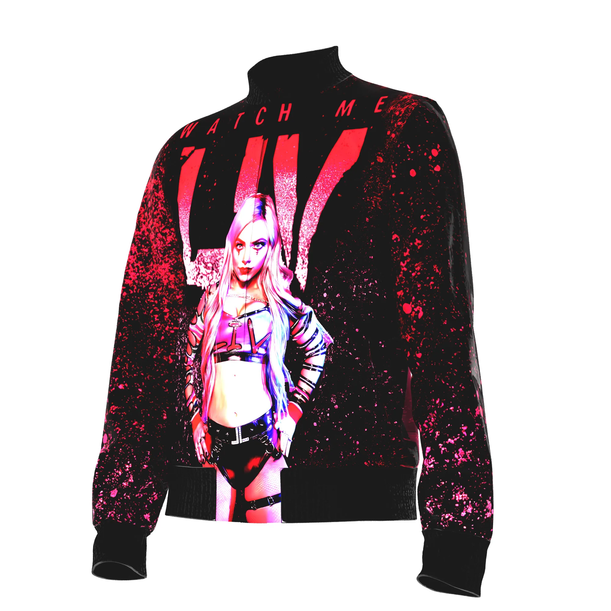 the Liv Morgan Wrestling Jacket featuring Liv Morgan, pink WWE style, and modern women's wrestling energy for pro wrestling fans, collectors, and live-event wear. shown in an additional product photo.