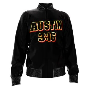 the Austin 3:16 Wrestling Jacket featuring Austin 3:16, Smoking Skull, and Attitude Era attitude — front view