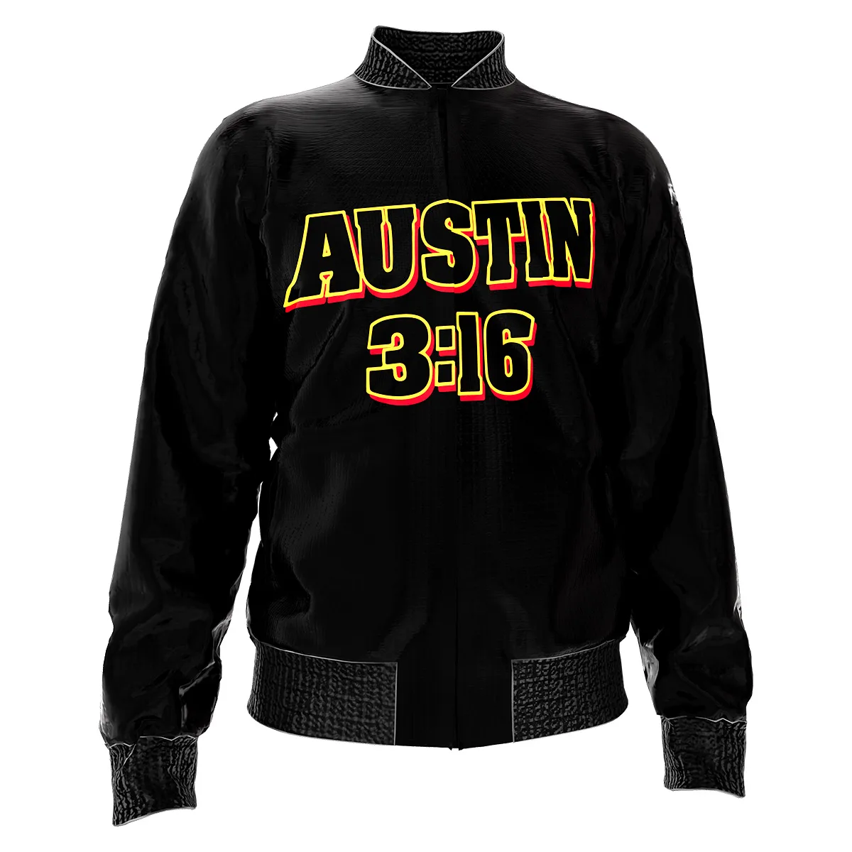 the Austin 3:16 Wrestling Jacket featuring Austin 3:16, Smoking Skull, and Attitude Era attitude — front view