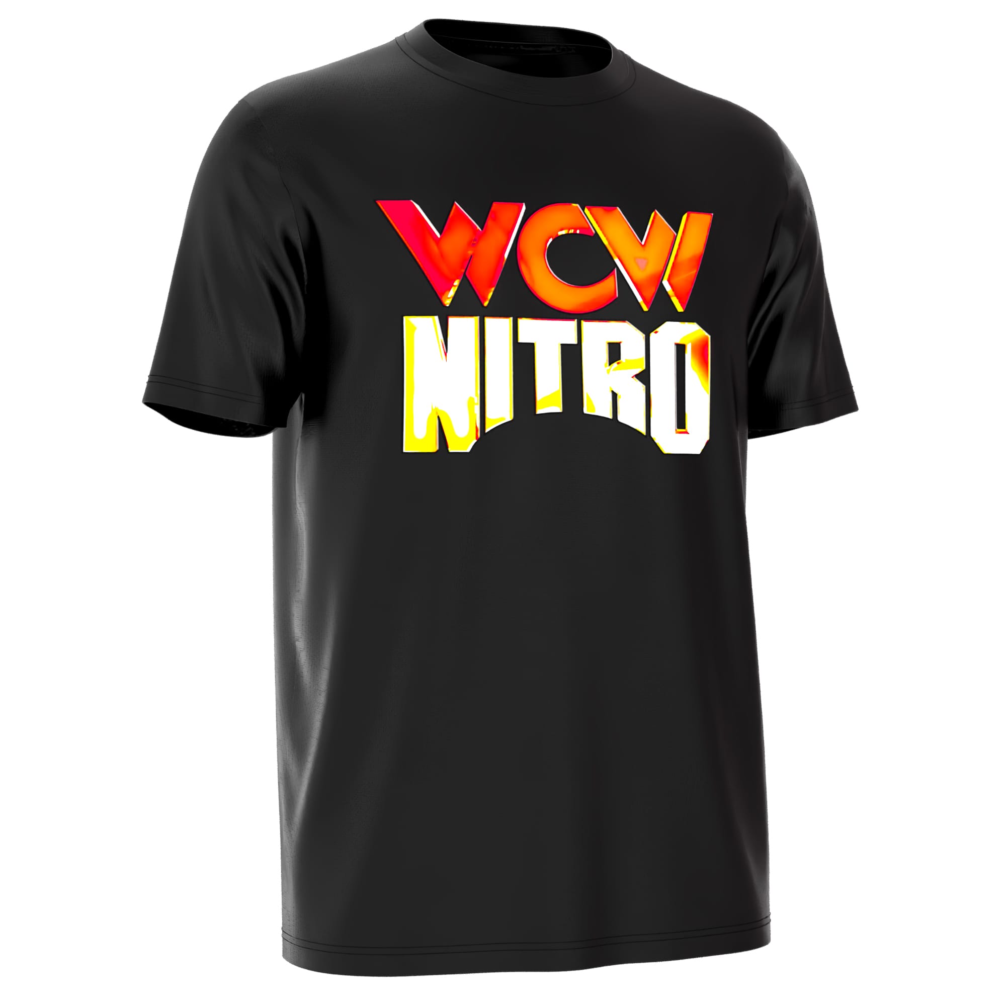 Relive the Monday Night Wars with this WCW Nitro Pro Wrestling Tee featuring the iconic flaming Nitro logo. A must-have retro wrestling shirt for true fans.