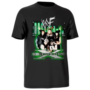 the DX Army Wrestling Tee inspired by Triple H, Shawn Michaels, Chyna, X-Pac, Road Dogg, Billy Gunn, and rebellious Attitude Era style. shown in an additional product photo.