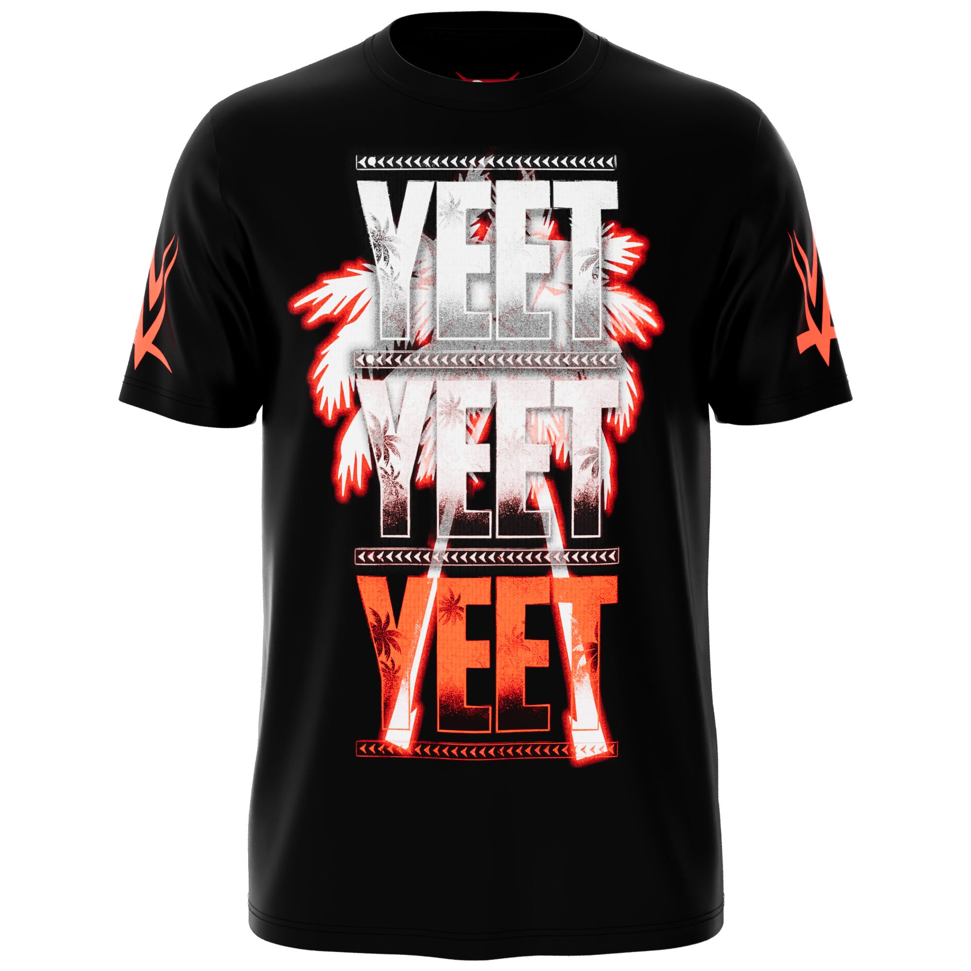 Front of blue Jey Uso YEET wrestling tee