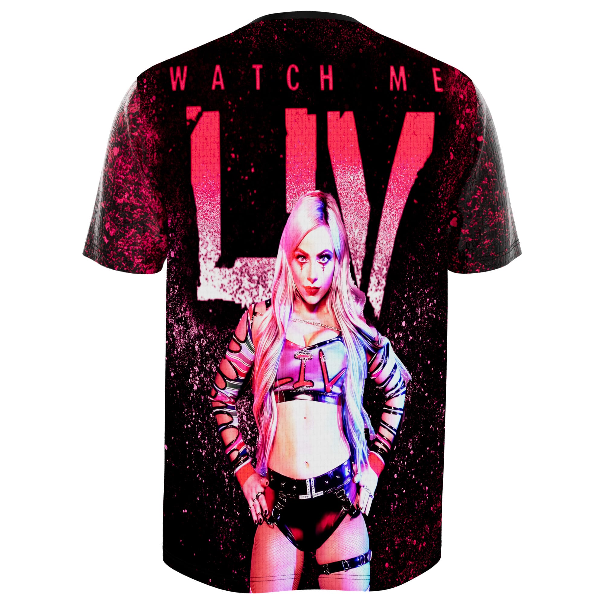 Product detail image of the Liv Morgan Wrestling Tee featuring Liv Morgan, pink WWE style, and modern women's wrestling energy for pro wrestling fans, collectors, and live-event wear.