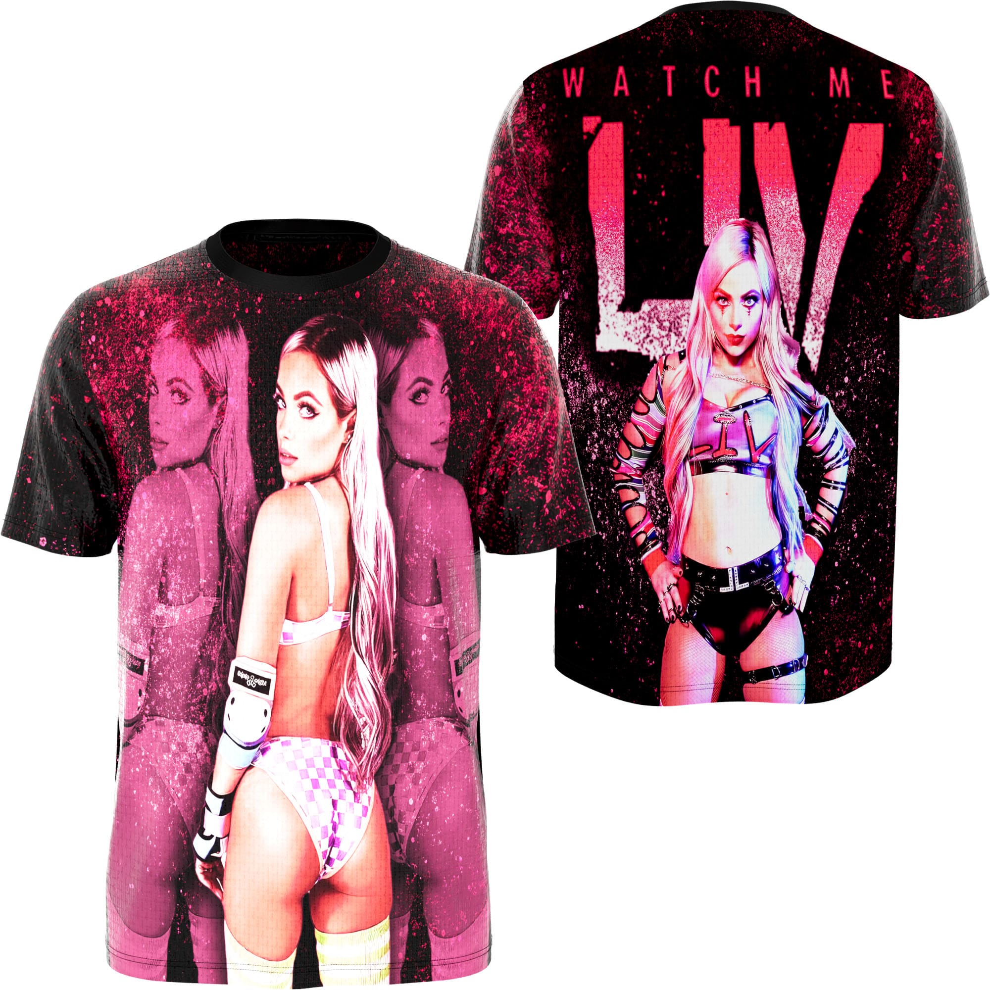 Alternate product view of the Liv Morgan Wrestling Tee featuring Liv Morgan, pink WWE style, and modern women's wrestling energy for pro wrestling fans, collectors, and live-event wear.