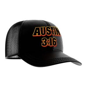 Rep Stone Cold style with this Austin 3:16 vintage trucker hat from WrestlingTees.net – black adjustable cap for hardcore Attitude Era wrestling fans.