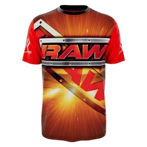 Relive the Ruthless Aggression Era with this RAW tribute t-shirt featuring the classic RAW logo, WWE sleeve hits, and a stacked back graphic of Evolution, The Rock, Stone Cold, Brock Lesnar, Stacy Keibler, Eric Bischoff, and Jeff Hardy.