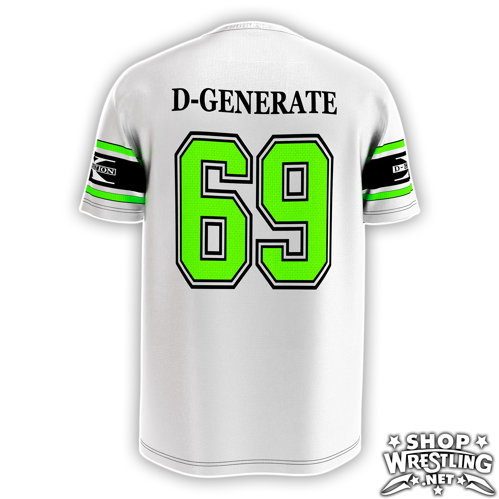 Lightweight polyester WWE-style DX fan jersey, perfect for collectors of Attitude Era wrestling apparel and streetwear.