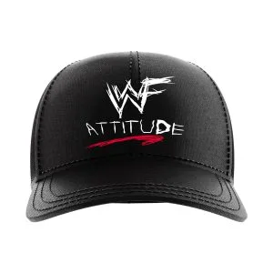 WWF Attitude Black Truckers Hat wrestling hat inspired by the Monday Night Wars and late-90s WWF boom from WrestlingTees.net