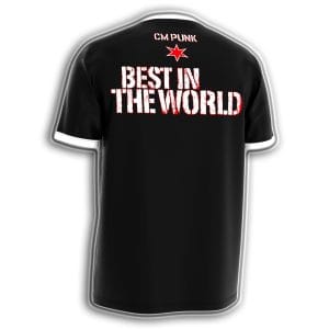 Back of black CM Punk Best in the World wrestling shirt