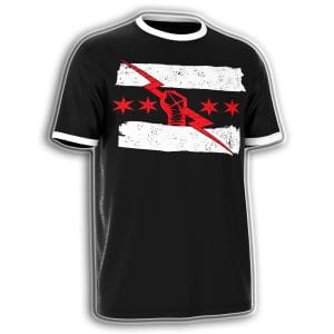 Front of black CM Punk Best in the World wrestling shirt