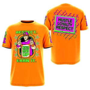 Product detail image of John Cena Wrestling Tee | Orange Never Give Up for WWE wrestling fans, collectors, and live-event wear.
