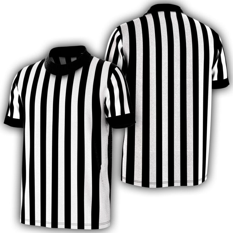 Product photo of the Pro Wrestling Referee Tee featuring classic referee stripes, cosplay, and shows.