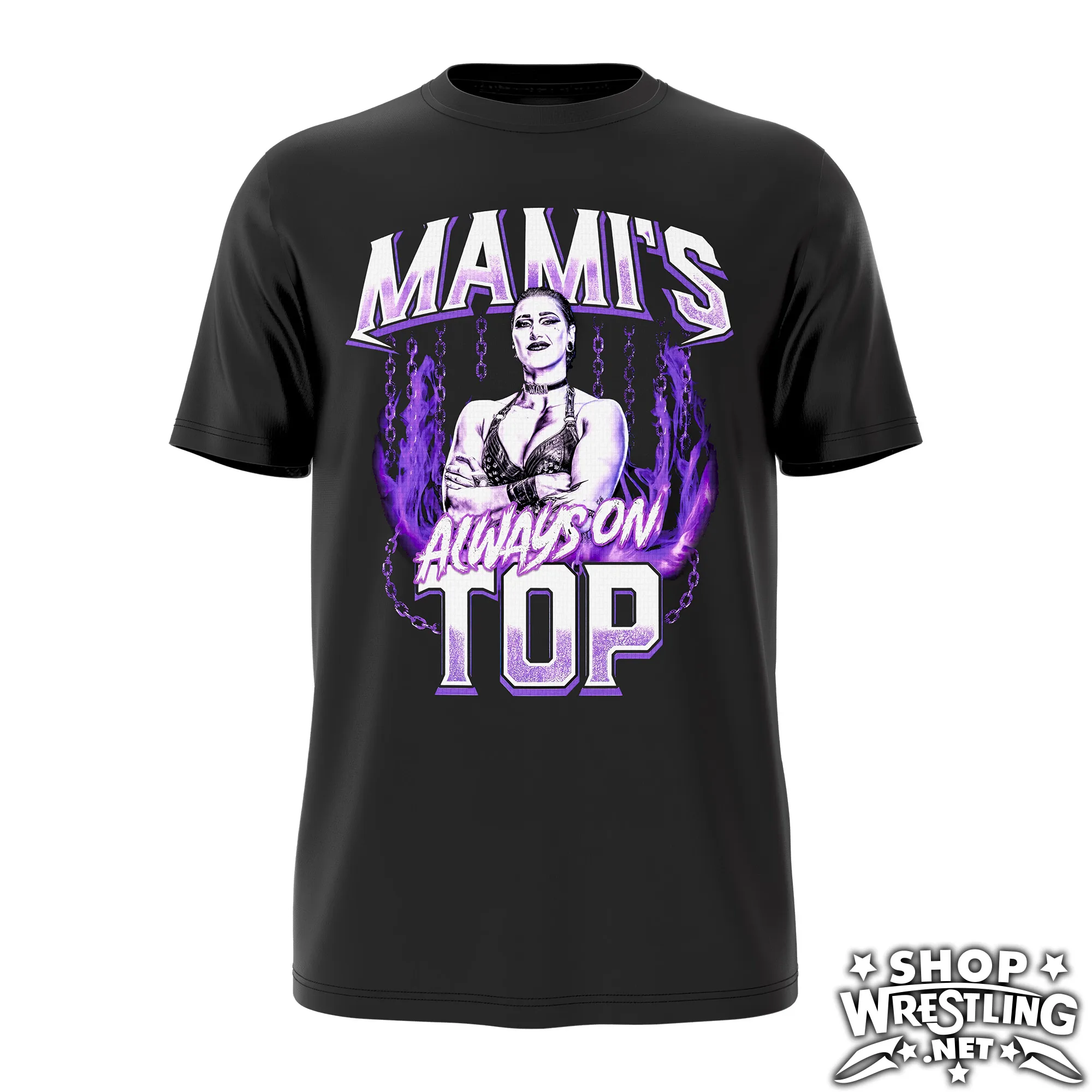 Product detail image of Rhea Ripley Wrestling Tee | Mami’s Always On Top for WWE wrestling fans, collectors, and live-event wear.