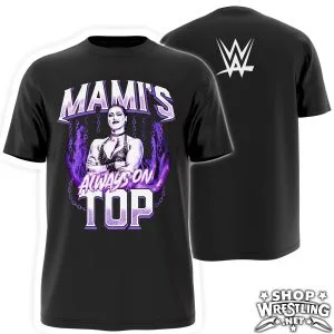 Rhea Ripley Wrestling Tee | Mami’s Always On Top for WWE wrestling fans, collectors, and live-event wear. shown in an additional product photo.