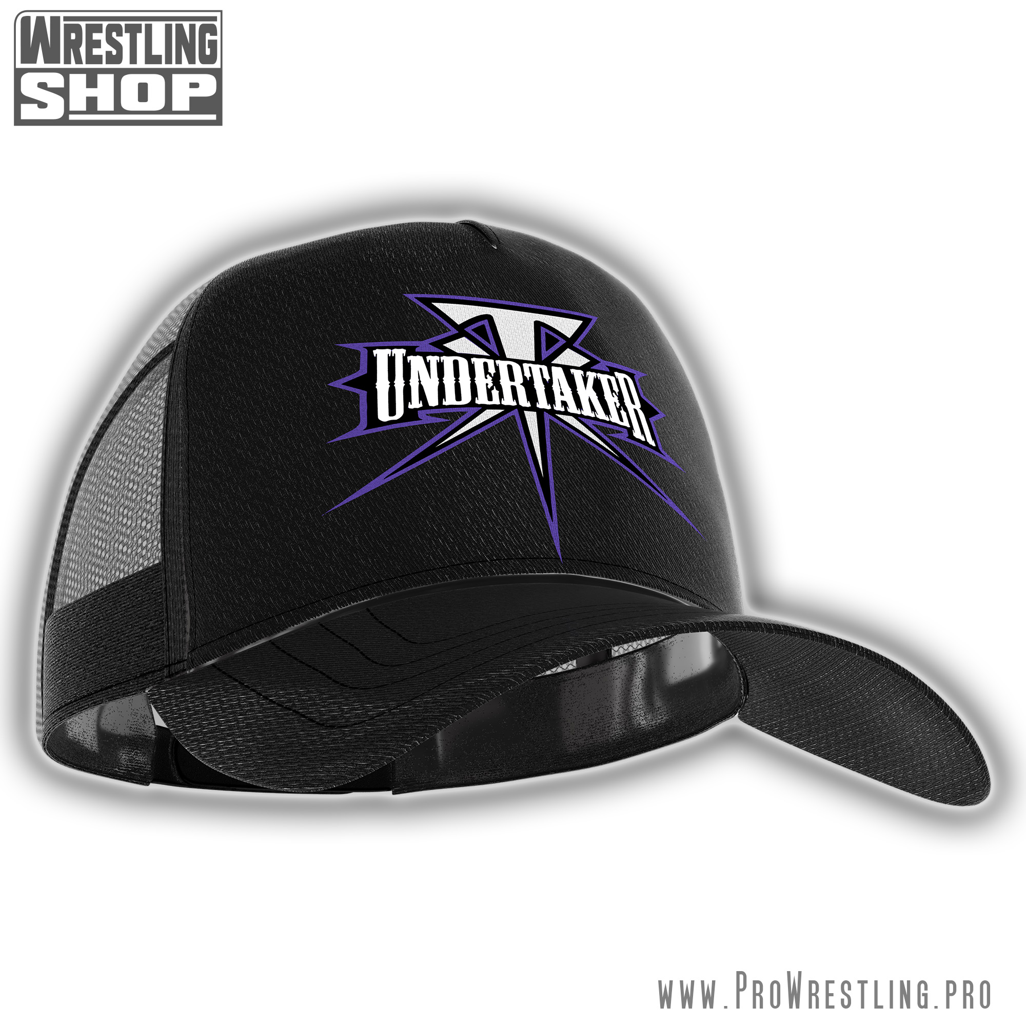 Step into the darkness with this Undertaker trucker hat, inspired by the Deadman’s legendary career and designed for WWE fans who want bold, intimidating style.
