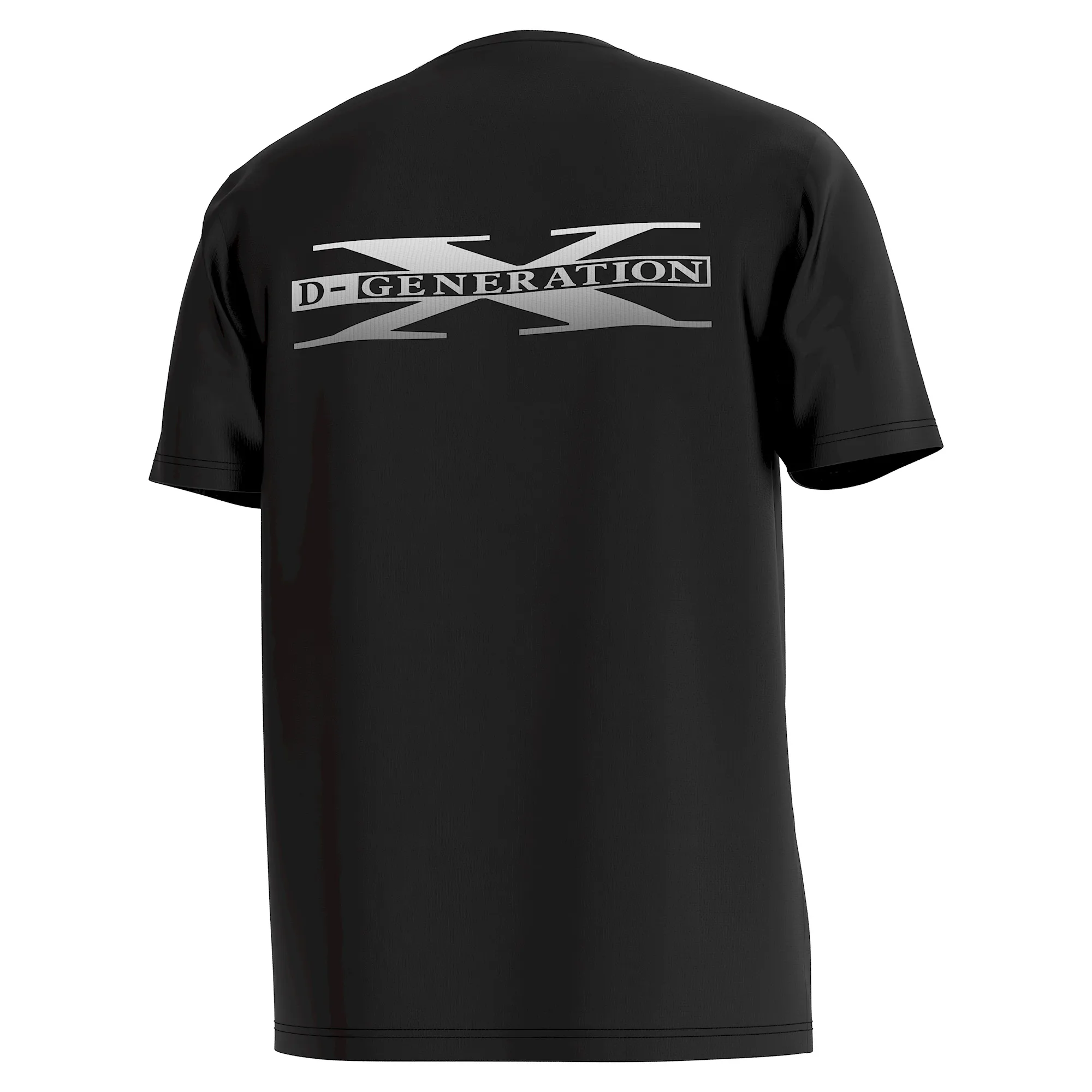 Back view of the DX Army Wrestling Tee inspired by Triple H, Shawn Michaels, Chyna, X-Pac, Road Dogg, Billy Gunn, and rebellious Attitude Era style.