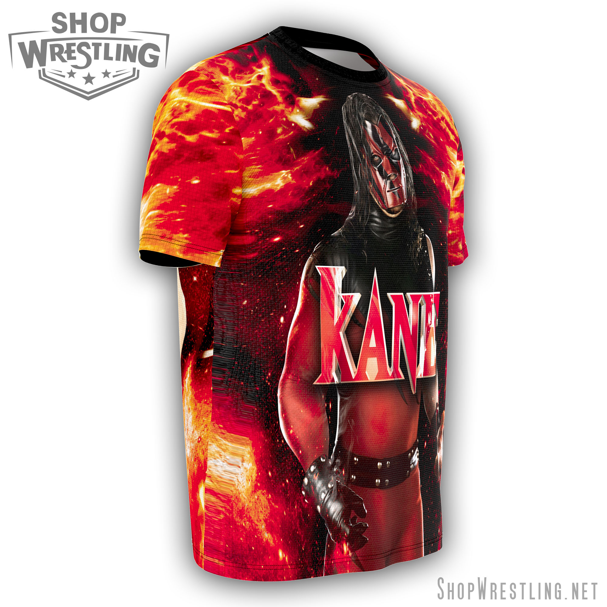 Looking for standout Kane merch? This all-over print WWE shirt delivers Big Red Machine visuals with serious Attitude Era heat.