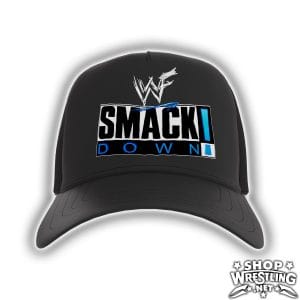 Classic WWE SmackDown 90s adjustable hat inspired by the Attitude Era. Perfect for fans of old-school wrestling and blue brand history.