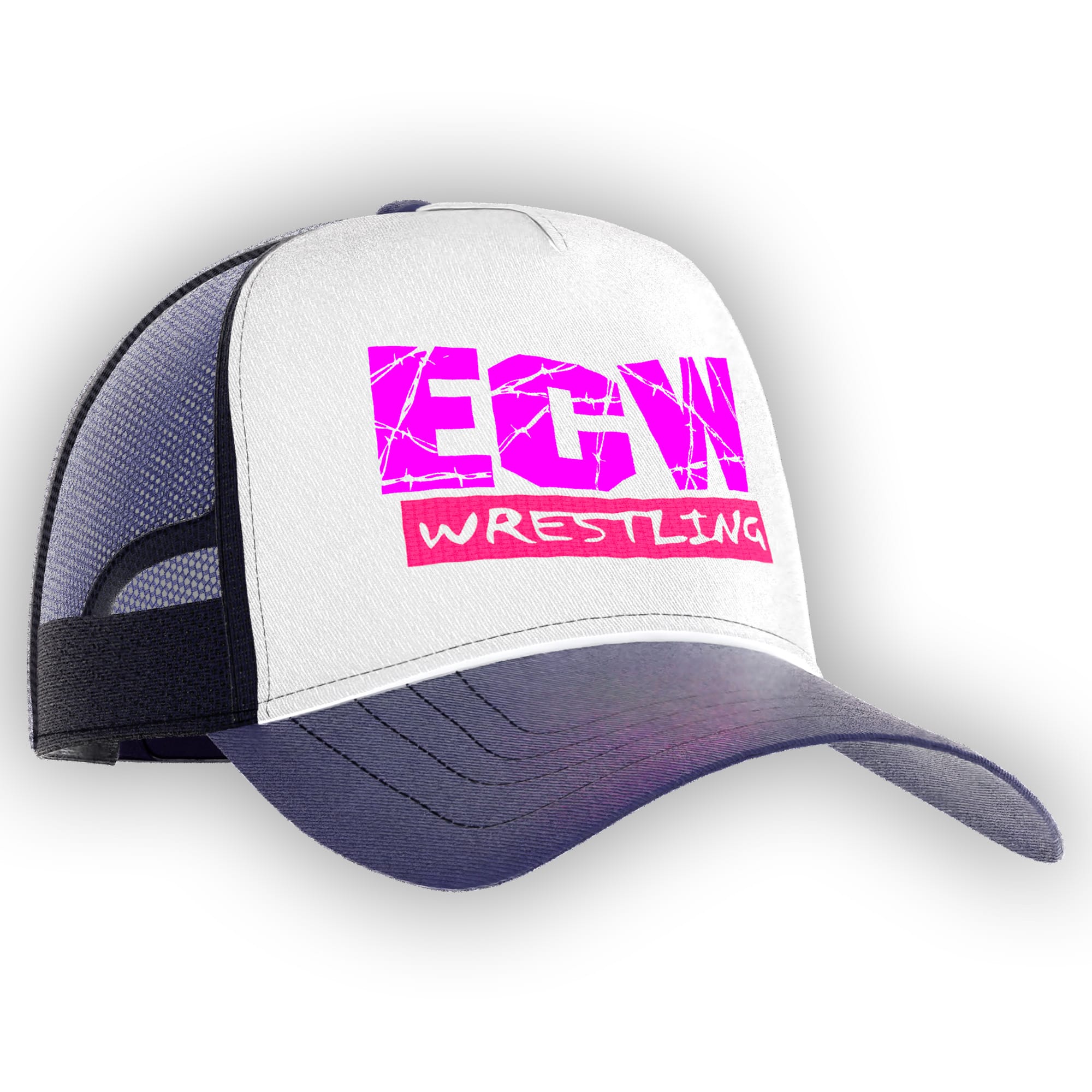 Front of purple ECW Hardcore wrestling hat