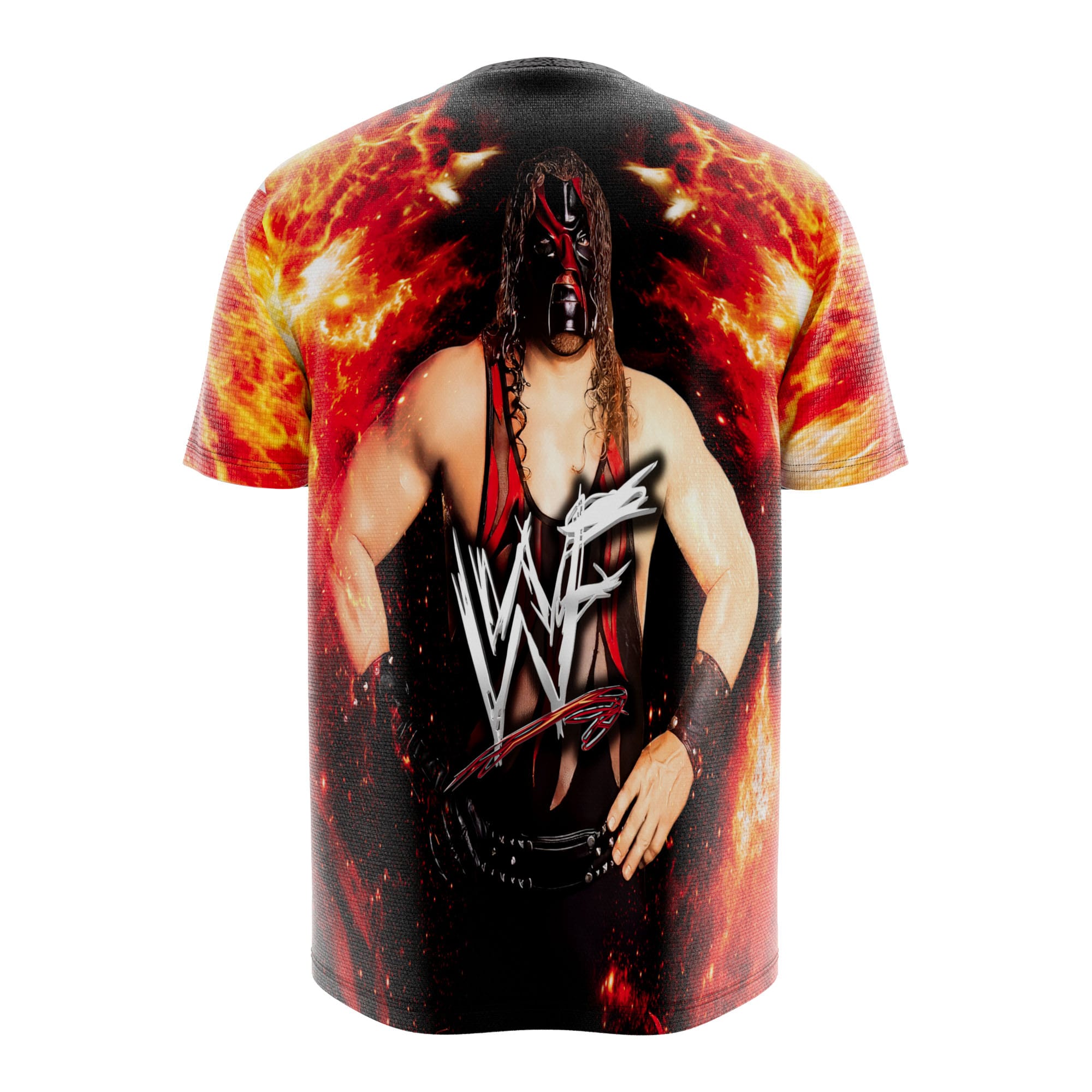 This Kane full-print tee captures the intensity of the Big Red Machine with fiery graphics and old-school WWE attitude.
