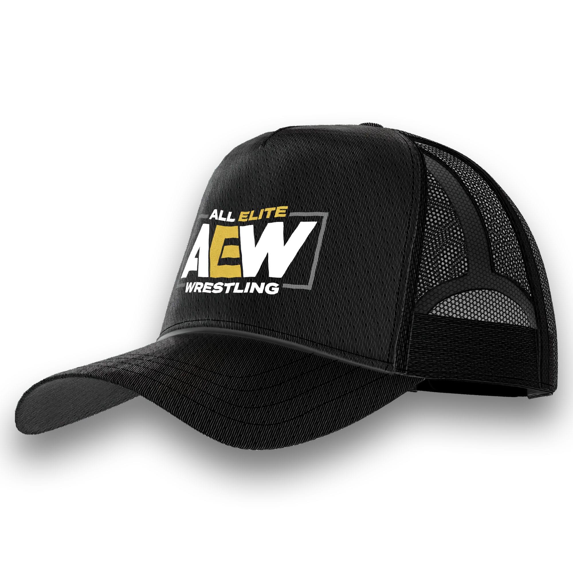 AEW Wrestling Hat in black with an adjustable unisex fit for All Elite Wrestling fans, wrestling events, conventions, and daily fanwear.