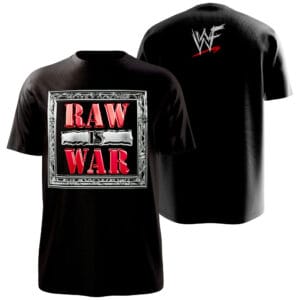Shop the WWE Raw Is War 2000s logo shirt, inspired by Attitude Era chaos, Monday Night Raw nostalgia, and classic wrestling style.